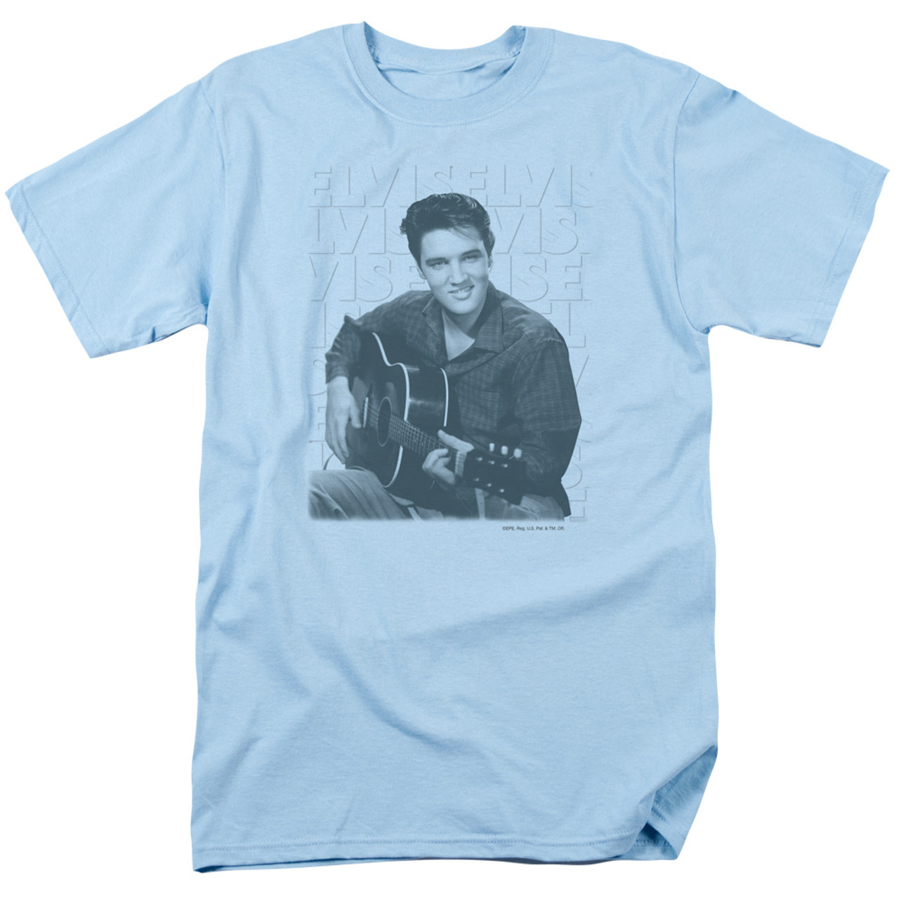 Elvis Presley Repeat Adult 18/1 T-Shirt Light Blue