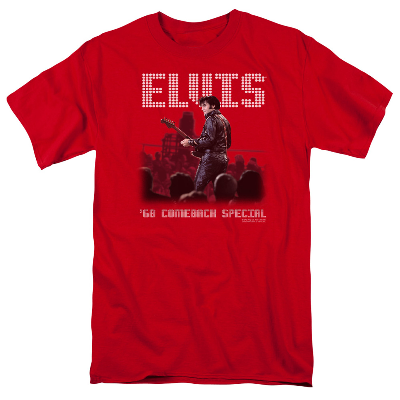 Elvis Presley Return Of The King Adult 18/1 T-Shirt Red