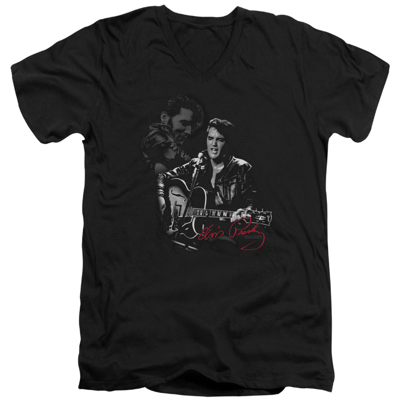 Elvis Presley Show Stopper Adult V-Neck T-Shirt Black