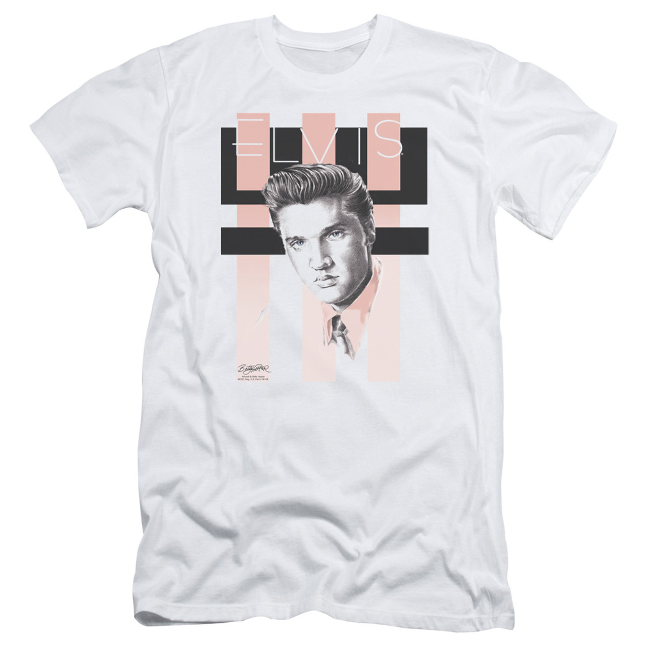 Elvis Presley Retro Adult 30/1 T-Shirt White