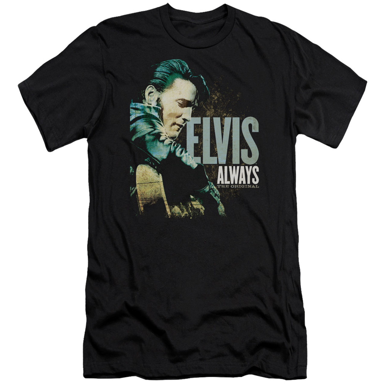 Elvis Presley Always The Original Premuim Canvas Adult Slim Fit T-Shirt Black