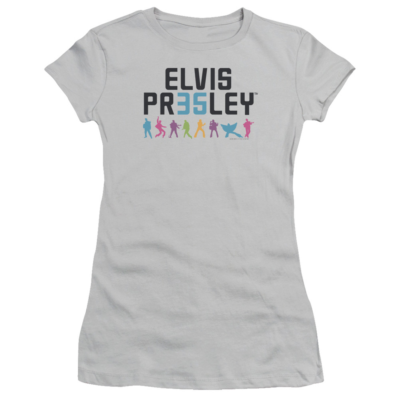 Elvis Presley 35 Junior Women's Sheer T-Shirt Silver