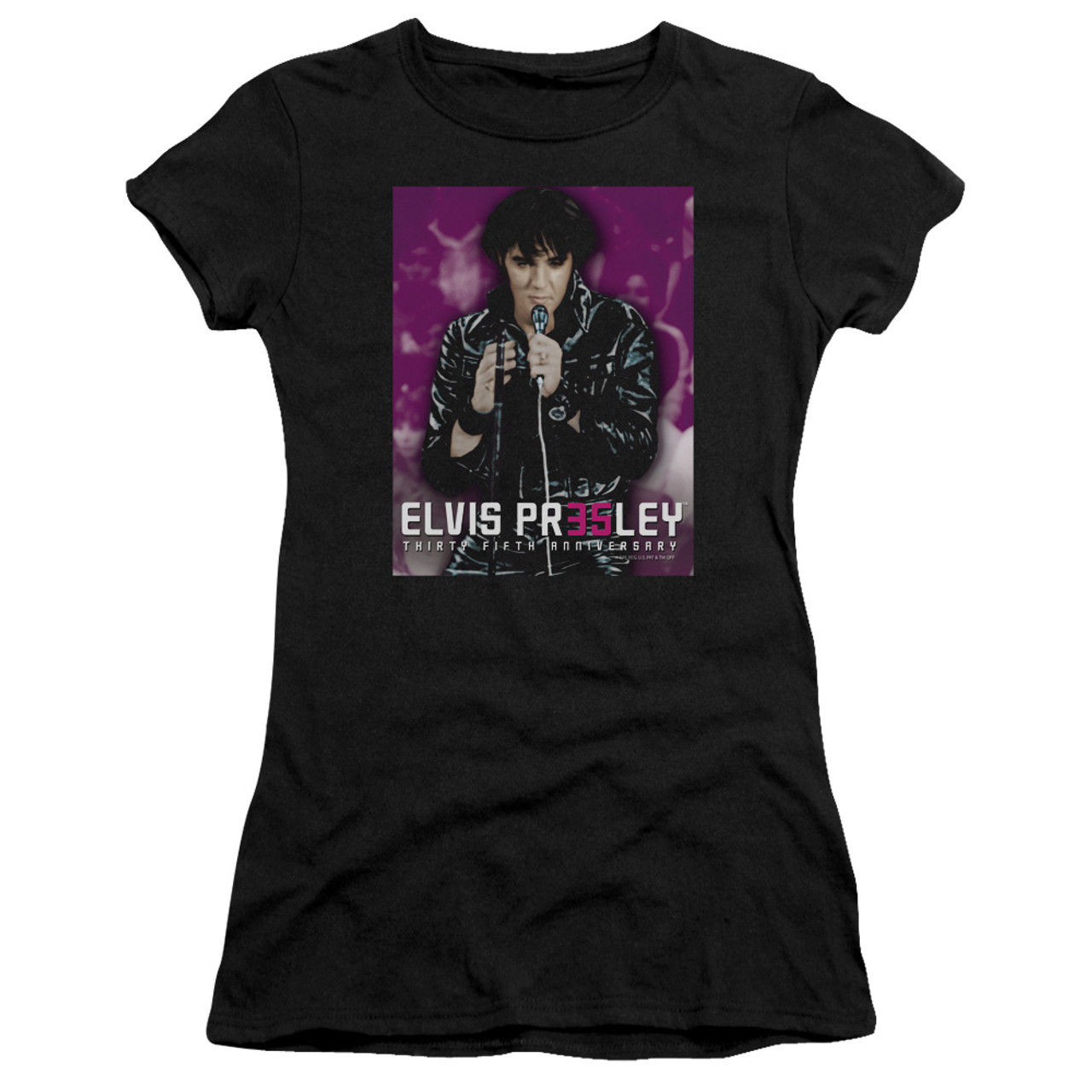 Elvis Presley 35 Leather Junior Women's Sheer T-Shirt Black