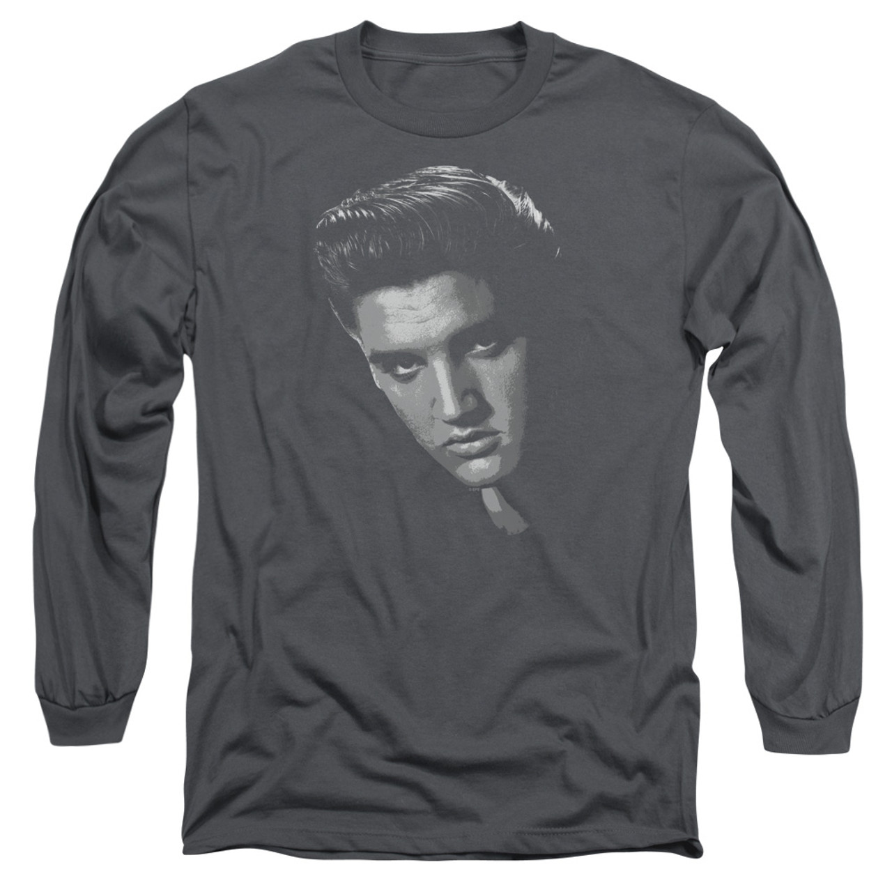 Elvis Presley American Idol Classic Adult Long Sleeve T-Shirt Charcoal