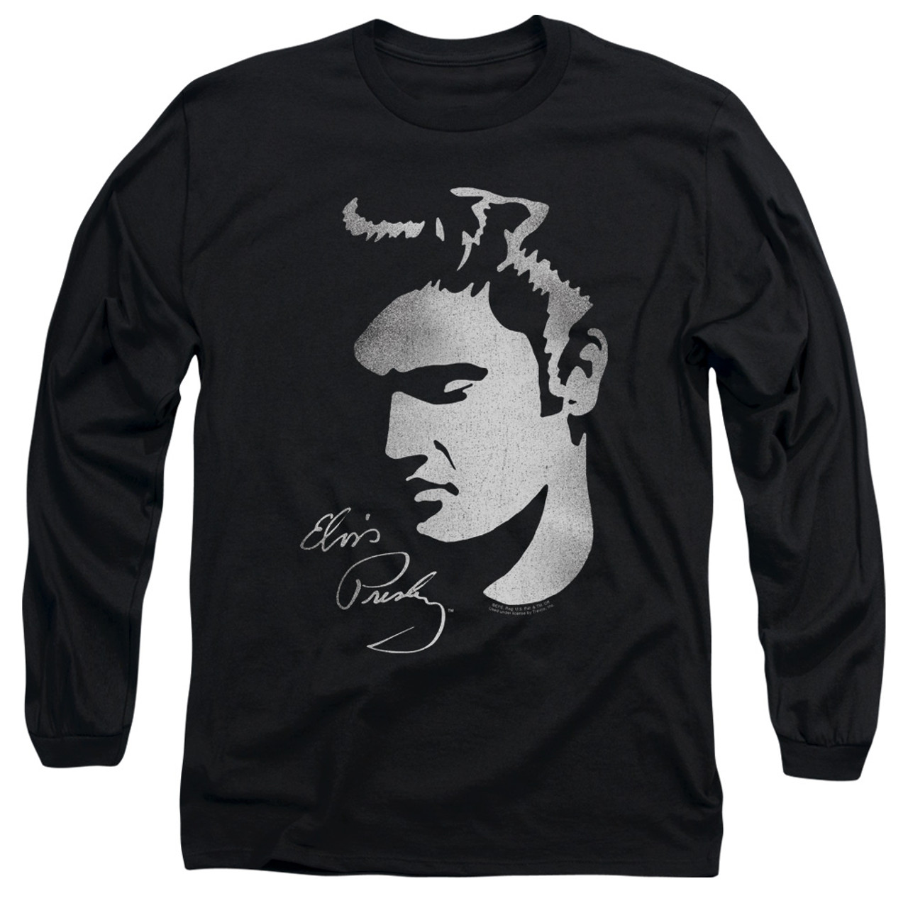 Elvis Presley Simple Face Classic Adult Long Sleeve T-Shirt Black