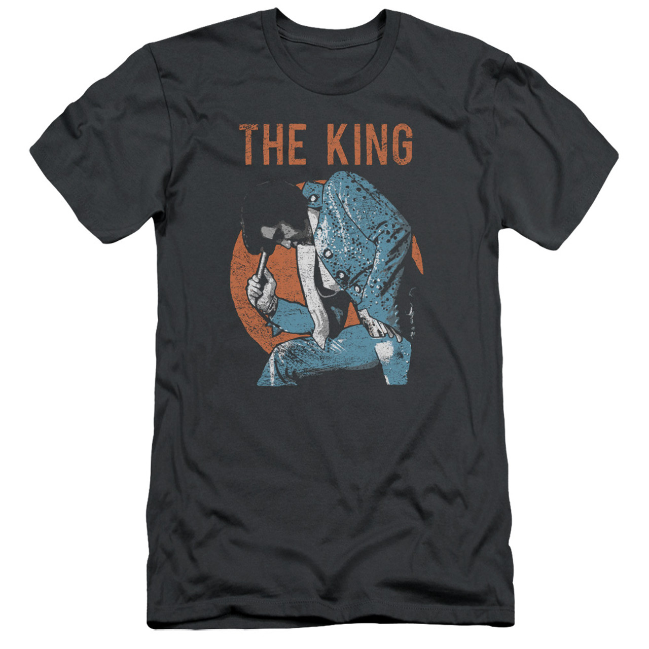 Elvis Presley Mic In Hand Classic Adult 30/1 T-Shirt Charcoal