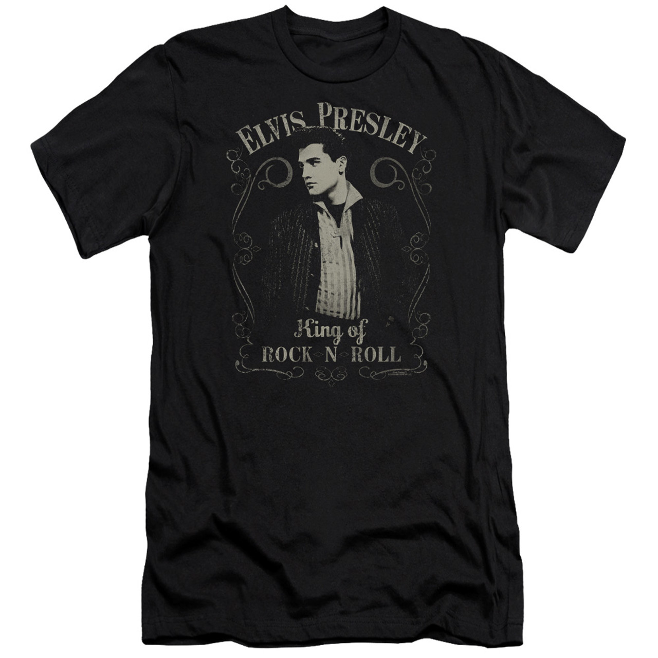 Elvis Presley Rock Legend Classic Premium Adult 30/1 T-Shirt Black