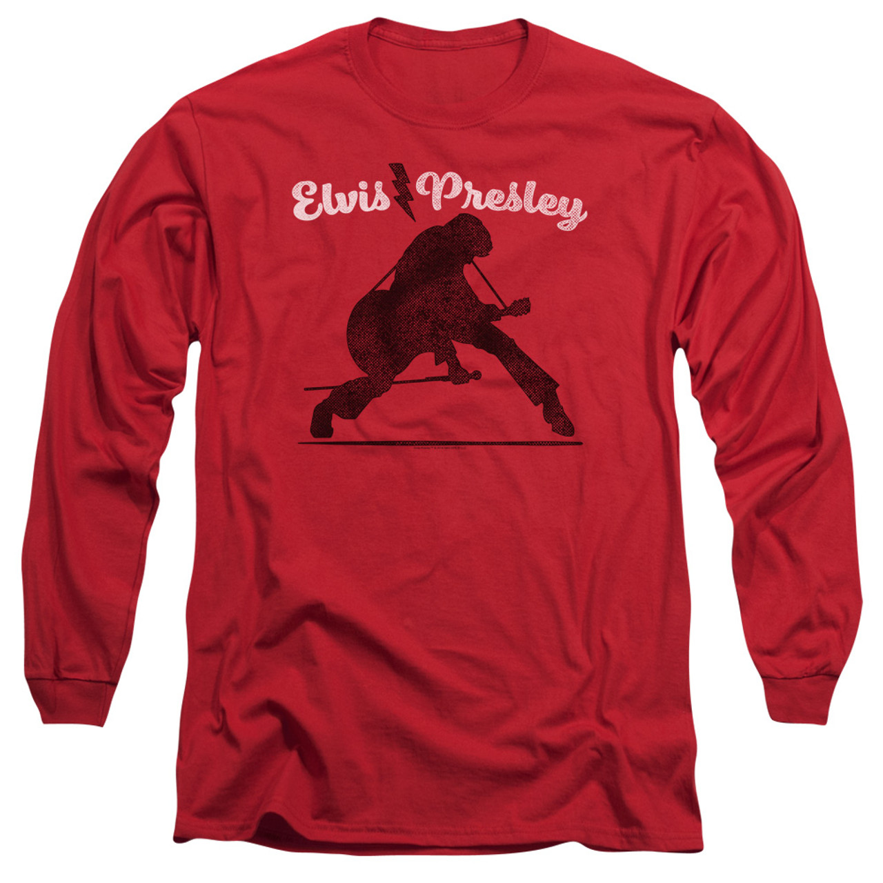 Elvis Presley Overprint Classic Adult Long Sleeve T-Shirt Red