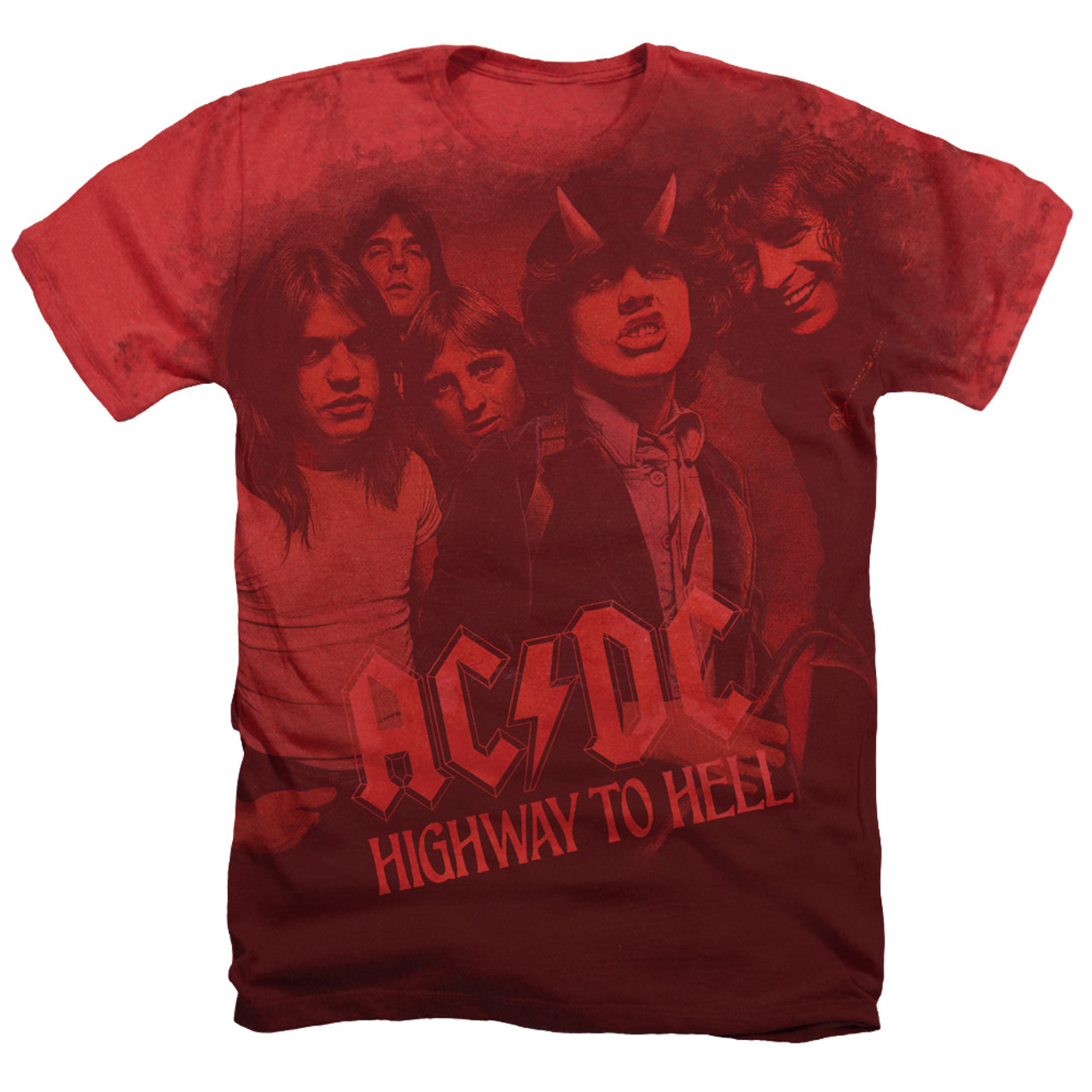 AC/DC On The Highway Adult Sublimated Heather T-Shirt Red