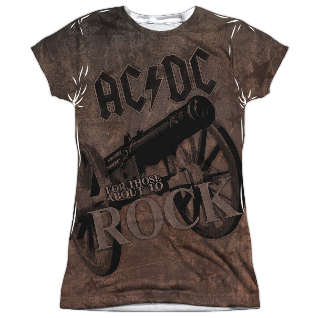 AC/DC We Salute You Junior Women's Sublimated Crew T-Shirt White