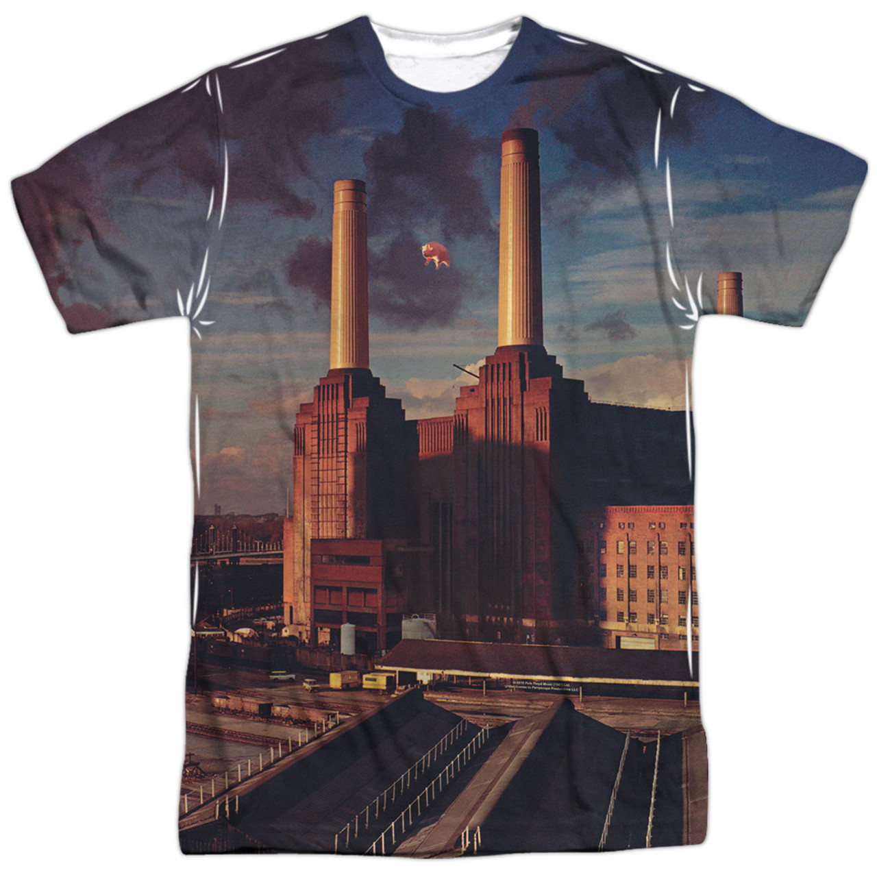 Pink Floyd Animals (Front/Back Print) Adult Sublimated Crew T-Shirt White