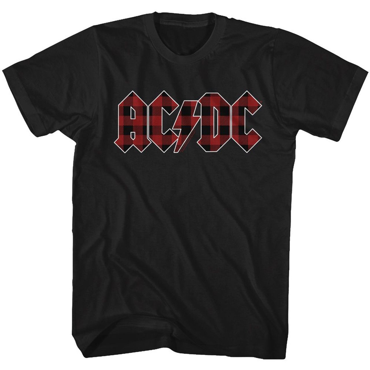 AC/DC Back In Plaid Black Adult T-Shirt