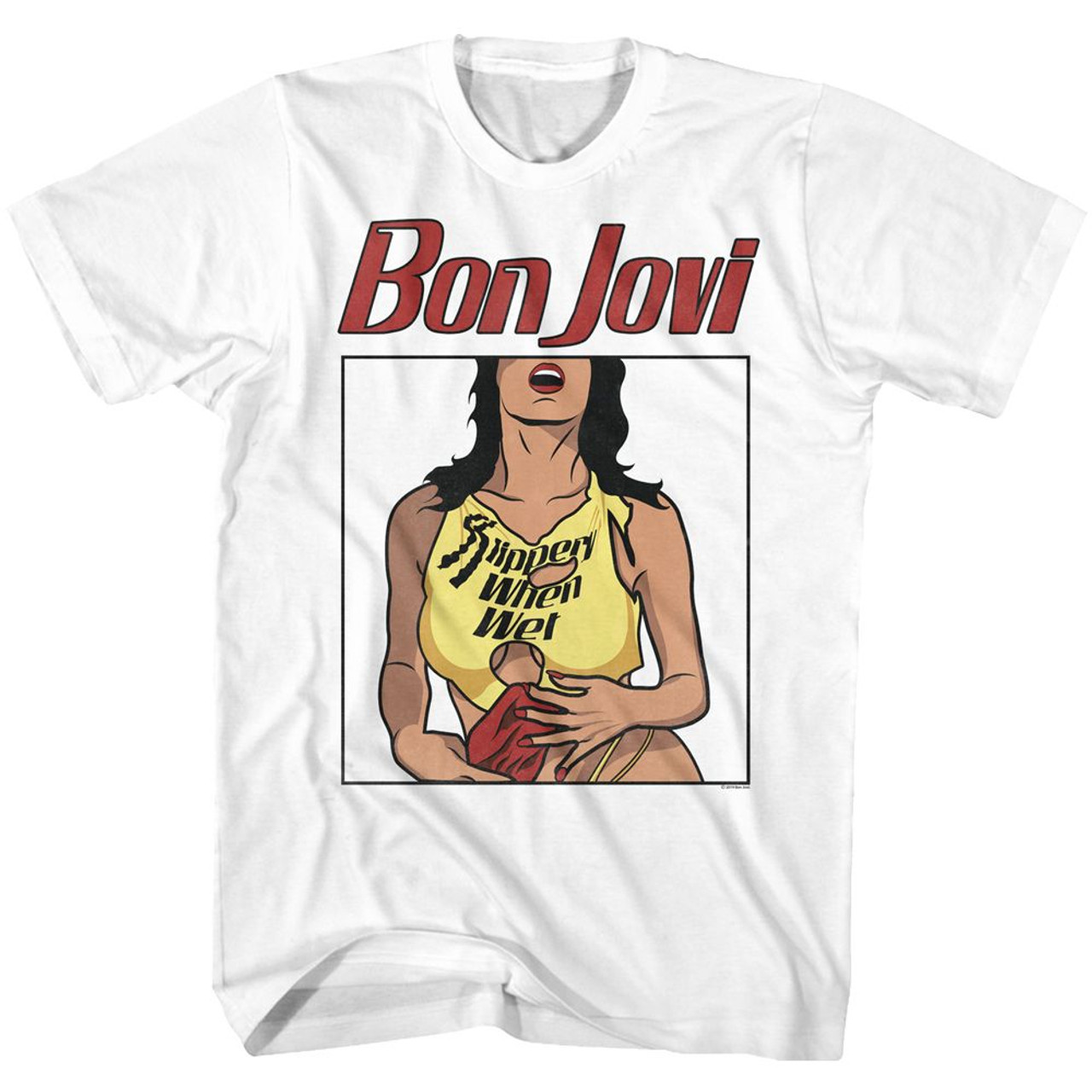 Bon Jovi Slippery When Wet White Adult T-Shirt