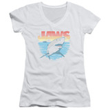 Jaws Cool Waves Junior Women's V-Neck T-Shirt White