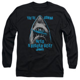 Jaws Boat In Mouth Adult Long Sleeve T-Shirt Black