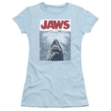 Jaws Graphic Poster Junior Women's T-Shirt Light Blue