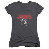 Jaws Cracked Jaw Junior Women's V-Neck T-Shirt Charcoal
