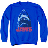 Jaws From Below Adult Crewneck Sweatshirt Royal Blue