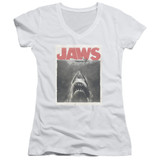 Jaws Classic Fear Junior Women's V-Neck T-Shirt White