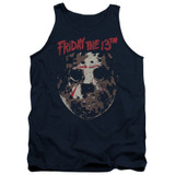 Friday the 13th Rough Mask Adult Tank Top T-Shirt Navy