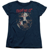 Friday the 13th Rough Mask Women's T-Shirt Navy