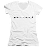Friends Logo Junior Women's V-Neck T-Shirt White