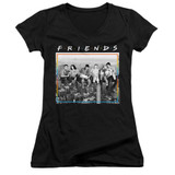 Friends Lunch Break Junior Women's V-Neck T-Shirt Black