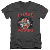 Masters Of The Universe I Have The Power Adult V-Neck T-Shirt Charcoal