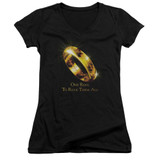 Lord of the Rings One Ring Junior Women's V-Neck T-Shirt Black
