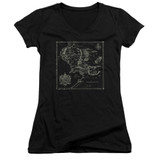 Lord Of The Rings Map Of Me Junior Women's V-Neck T-Shirt Black