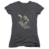 Lord Of The Rings Pretty Face Junior Women's V-Neck T-Shirt Charcoal