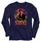 Scarface Miami Sunset Navy Adult Long Sleeve T-Shirt