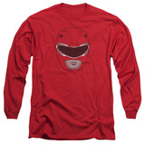 Power Rangers Red Ranger Mask Adult Long Sleeve T-Shirt Red