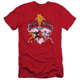 Power Rangers Retro Rangers Adult 30/1 T-Shirt Red