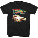Back To The Future Car With Flat Wheels Black Adult T-Shirt