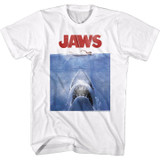 Jaws Poster Blue White Adult T-Shirt