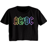 AC/DC Rainbow Logo Black Women's Festival Cali Crop T-Shirt