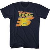 Back To The Future BTTF 35th Distressed Navy Adult T-Shirt