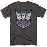 Transformers Vintage Decepticon Logo Adult 18/1 T-Shirt Charcoal