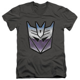 Transformers Vintage Decepticon Logo Adult V-Neck T-Shirt Charcoal