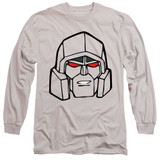 Transformers Megatron Head Adult Long Sleeve T-Shirt Silver