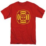 Transformers Rescue Bots Logo Adult 18/1 T-Shirt Red