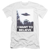 X-Files Believe Poster Premium Canvas Adult Slim Fit 30/1 T-Shirt White