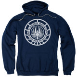 Battlestar Galactica Scratched BSG Logo Pullover Hoodie Sweatshirt Navy