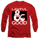 Dungeons and Dragons Lawful Good Long Sleeve Adult 18/1 T-Shirt Red