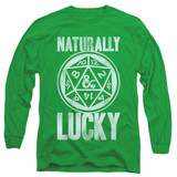 Dungeons and Dragons Naturally Lucky Long Sleeve Adult 18/1 T-Shirt Kelly Green