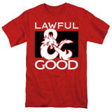 Dungeons and Dragons Lawful Good Adult 18/1 T-Shirt Red