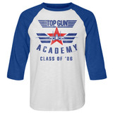 Top Gun Academy 86 White Heather/Vintage Royal Adult 3/4 Sleeve Raglan T-Shirt