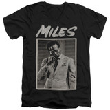 Miles Davis Miles Photo 1 Adult V-Neck 30/1 T-Shirt Black