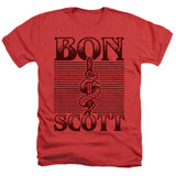 Bon Scott AC/DC Dagger Adult Heather T-Shirt Red